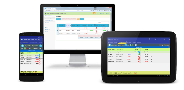 MoBill app shown on a desktop, tablet, and smartphone